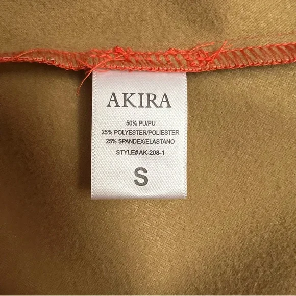 AKIRA Faux Leather Crossover Front Mini Skirt-Orange Red - Picture 8 of 9